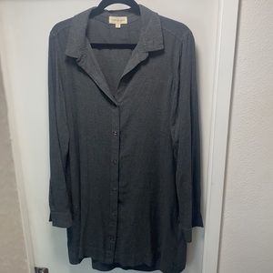 Anthropologie x Cloth & Stone Farryn  Dark Gray Laced-Back Shirtdress